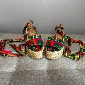 INC Tropical Lace Up Platforms